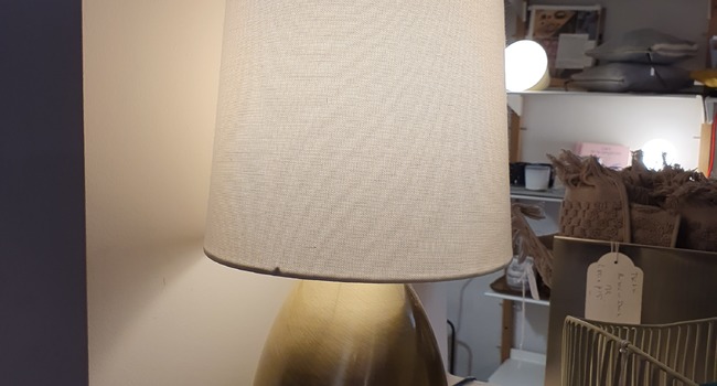 lampe Touch avec abat jour en coton blanc 