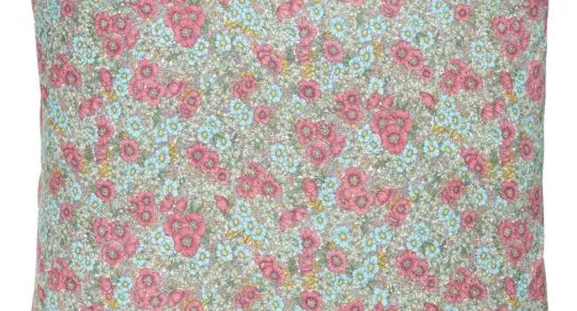 Housse de coussin with pink & turquoise flowers, format 60x60