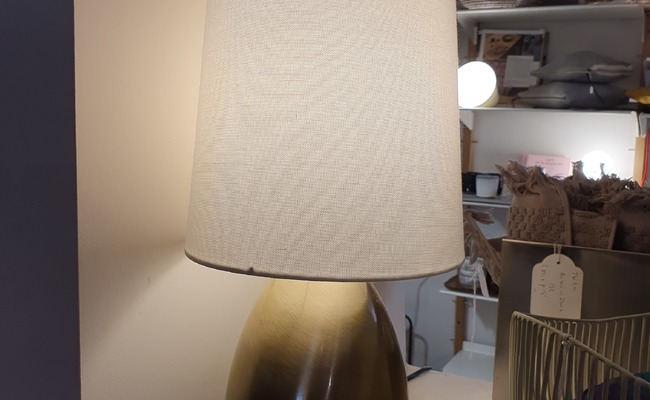 lampe Touch avec abat jour en coton blanc