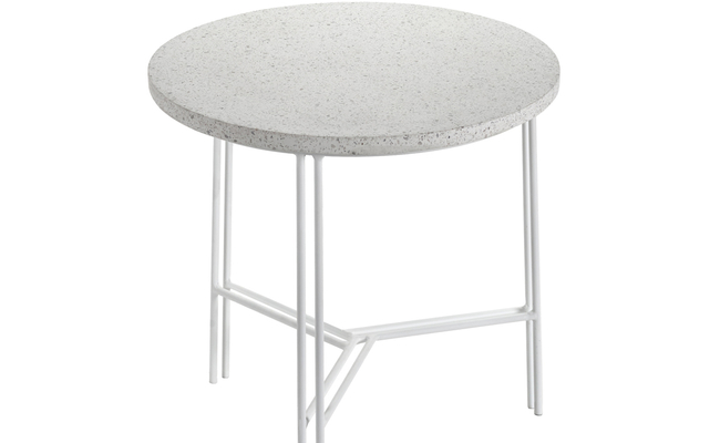 table d'appoint structure métal blanc et tablette terrazzo