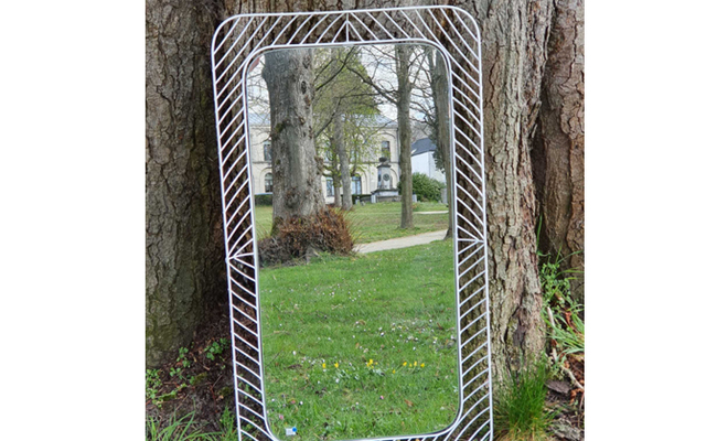 Miroir en métal ajouré blanc H90xL50 